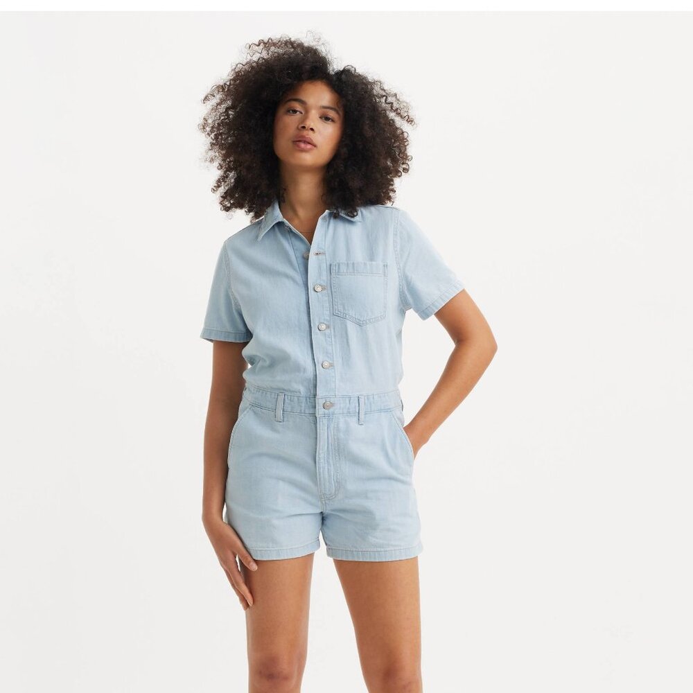 Levi's Heritage Short Sleeve Denim Romper Jumpsuit Sz XL